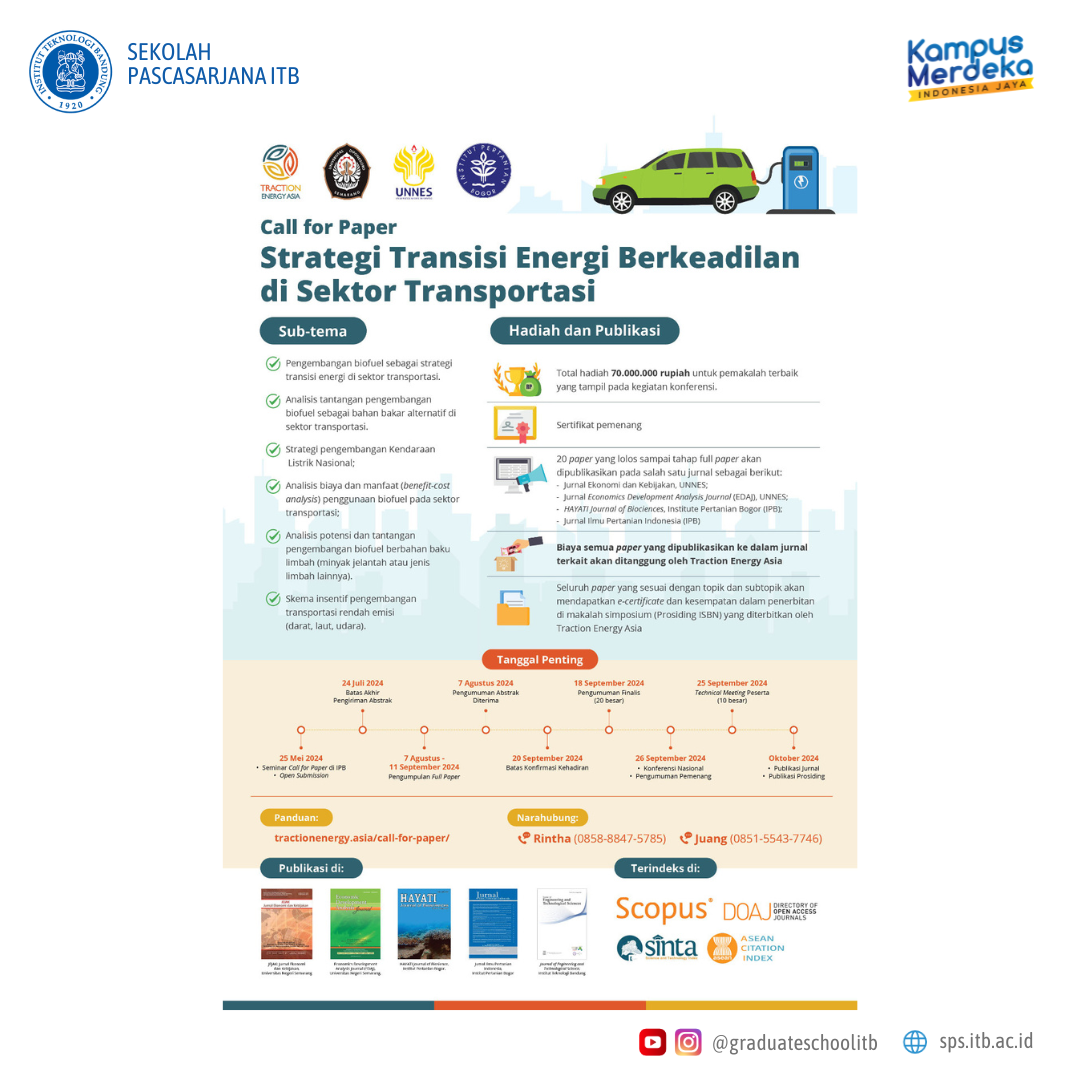 Call For Paper: Strategi Transportasi Energi Berkeadilan di Sektor Transportasi